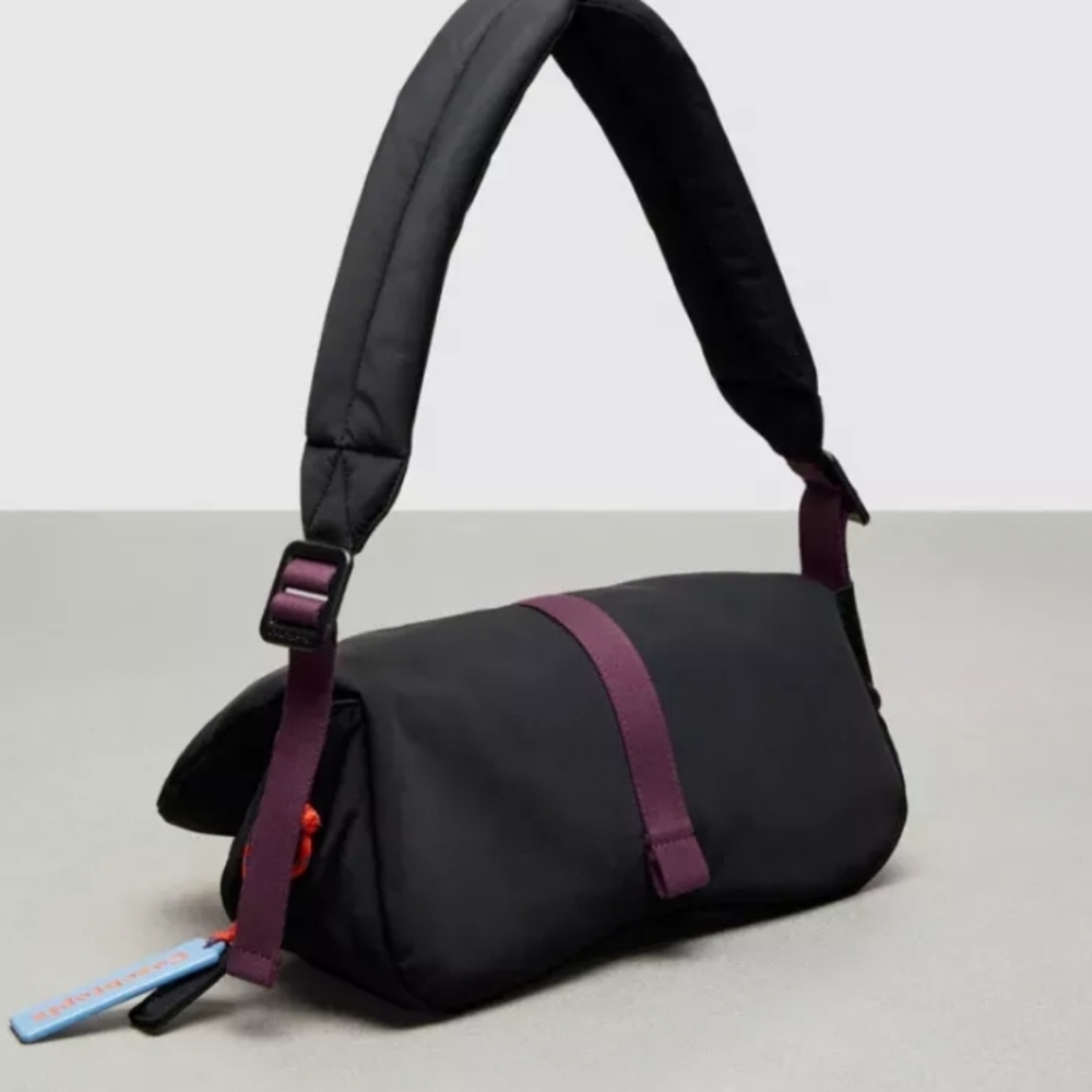 NWT COACHTOPIA LOOP PUFFY WAVY DINK BLACK PURPLE TRIM SHOULDER BAG STYLE CQ859 - Picture 5 of 16